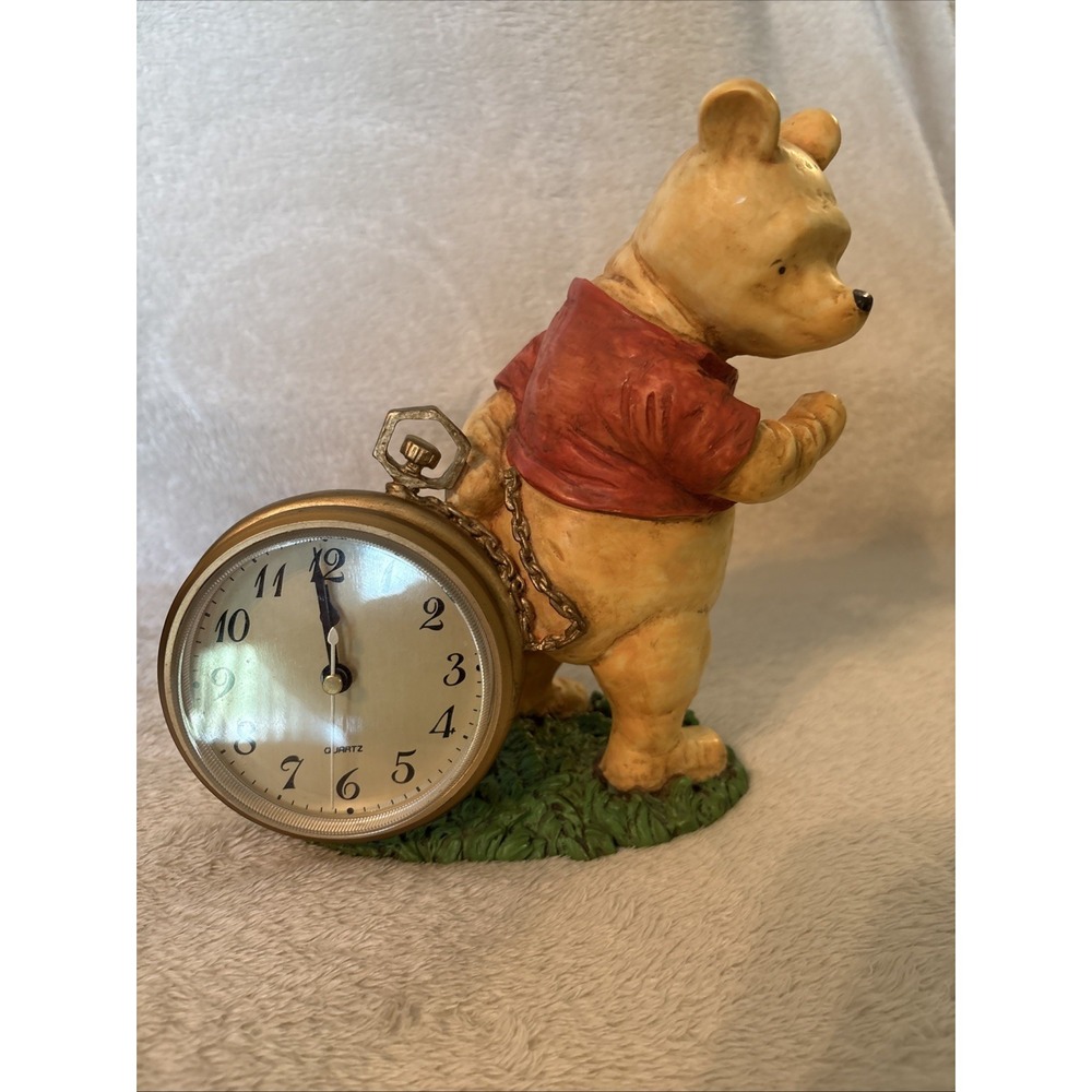 Vintage Disney Charpente Classic Pooh Hand Painted Clock 7.5"H x 7"L -collector